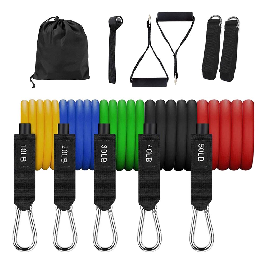 11Pcs Fitness Resistance Bands Set Women Men Gym Home Workout Tubes Gear Equip