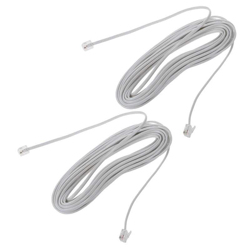 2X 9M 30ft RJ11 6P2C Modulare Telefon Telefon Kabel Draht Weiß: Ursprünglich Titel