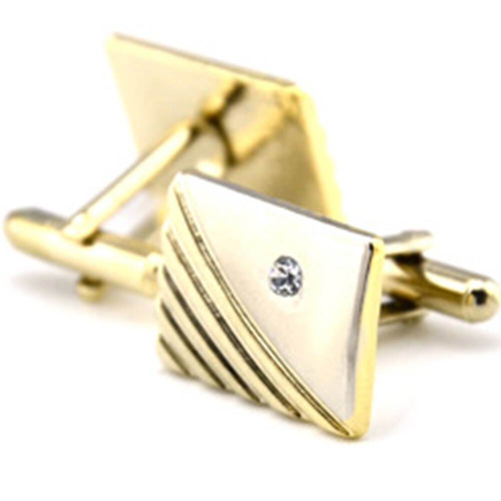 3 Pcs Party Daily Clothes Accessories Wedding Cuff Link Set With Rhinestone Metal Business Plated Tie Clip Curve Stripes