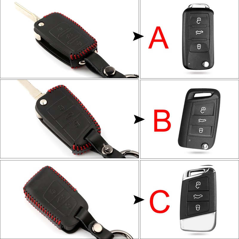 Leather Car Key Cover Case for VW Volkswagen Tiguan mk2 Magotan Passat B8 Polo Golf 4 5 6 7 mk7 Jetta mk6 Eos Scirocco