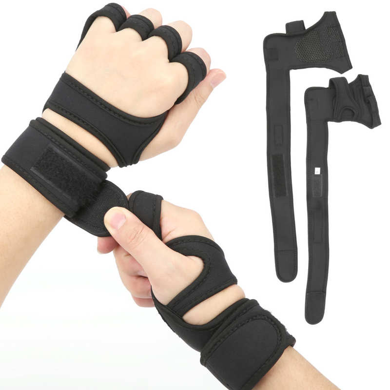 1 para rękawice robić podnoszenia ciężarów trening siłowy ochrona dłoni rękawice antypoślizgowe podnoszenie ciężarów zdatność opaski na nadgarstek rękawice