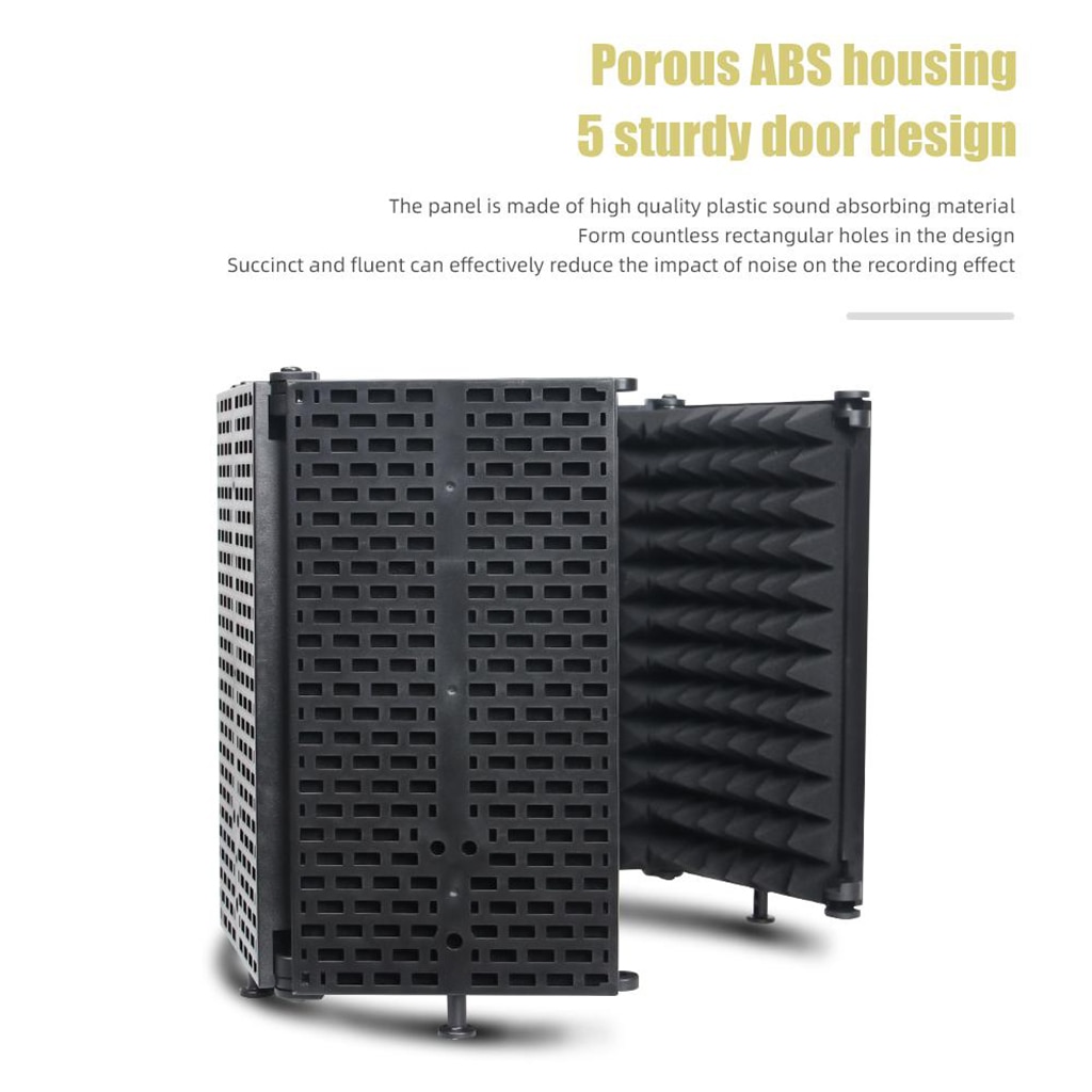 Foldable 5 Panel Mic Sound Absorbing Foam Wind Screen Studio Microphone Shield Shockproof Mount Vocal Booth Broadcast Recording