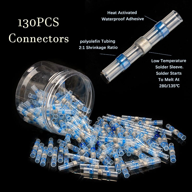 180 stuks rode waterdichte geïsoleerde krimpkousconnectoren soldeerafdichting draadconnectoren awg 22-18/ 0.5-1.0 mm