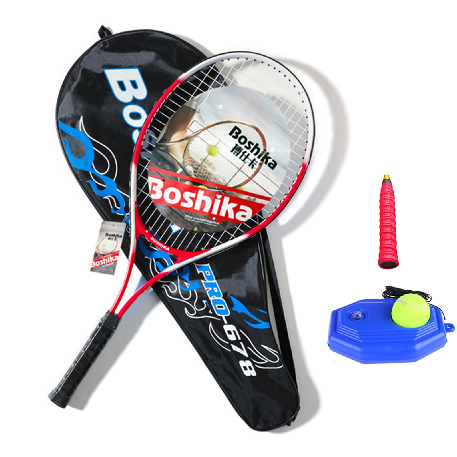 Aluminum Alloy Tennis Racket Lightweight Shockproof Tennis Racquet with Training Tennis Carry Bag and Tennis Grip: Red