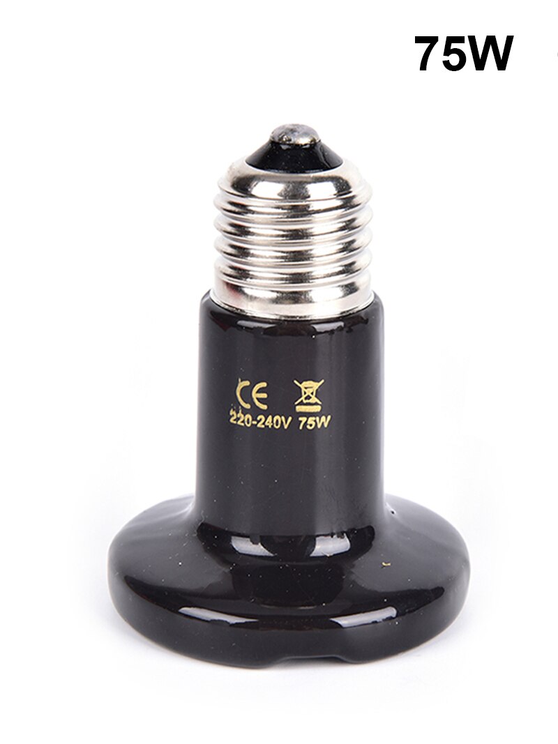 Lámpara de calor para reptiles, emisor de cerámica infrarrojo negro, Bombilla de calor, incubadora de mascotas, lámpara táctil de 220-240V para jaula camaleón, tanque de serpiente: 75W lamp
