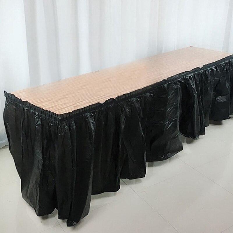 Solid Color Disposable Plastic Table Skirt Baby Shower Birthday Party Outdoor Wedding Party Table Skirt Table Decoration