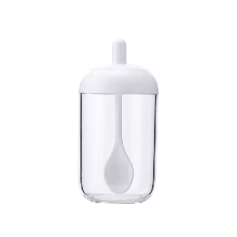 Frasco de aceite Caster, recipientes para especias, latas de sal, contenedor de almacenamiento, pimienta, condimento, cocina con cuchara/cepillo/palo y tapa, 1 Uds.: spoon white cute