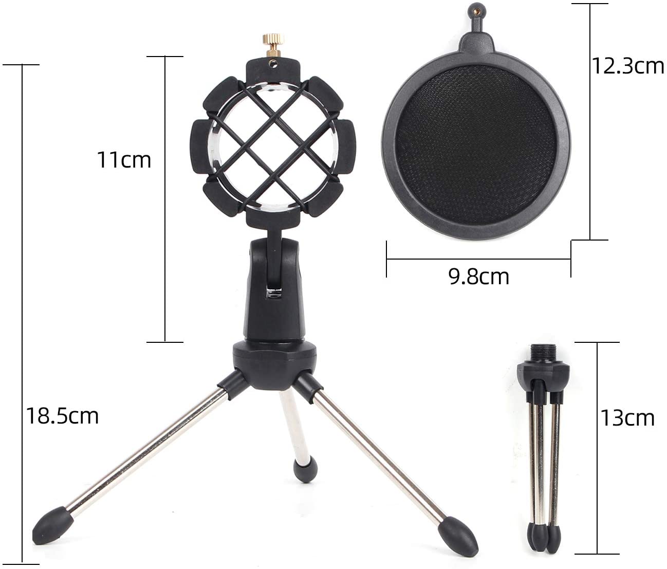 Depusheng Microfoon Statief Stand Opvouwbare Desktop Microfoon Beugel Met Shock Mount Mic Houder Clip En Pop Filter