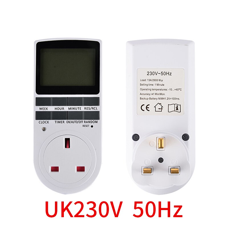 Elektronisk digital 220v timer switch 24 timers cyklisk eu uk au us br fr stik køkken timer stikkontakt programmerbar timing stikkontakt: Uk