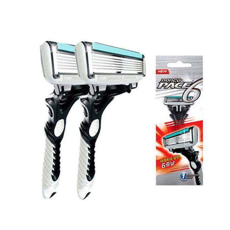 opprinnelig dorco tempo 6 -etterslep blader barbermaskin til menn barbermaskin manuell barbering til menn barberhøvler med originalt håndtak barberhøvel: 2 stk