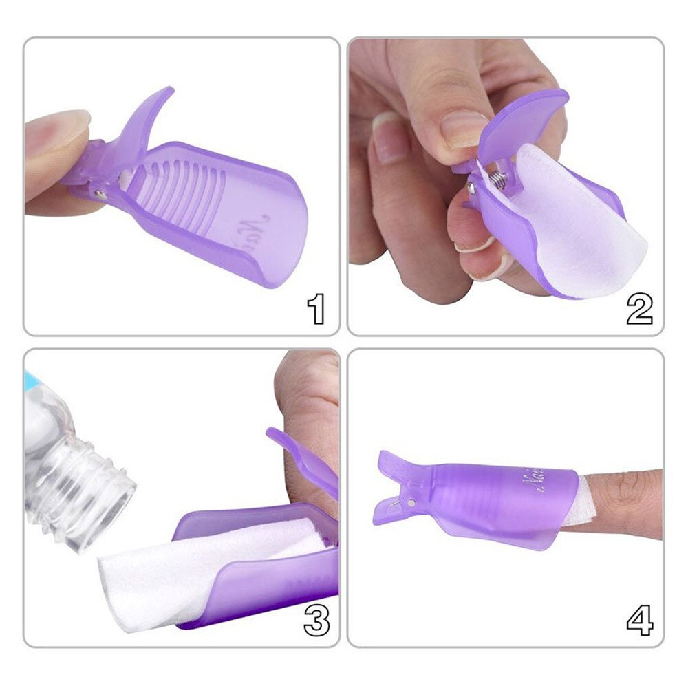 10 stk. plastik neglekunst i blød hætteklips uv gel neglelakfjerner wrap værktøj sæt nail art tips til fingre manicure værktøj