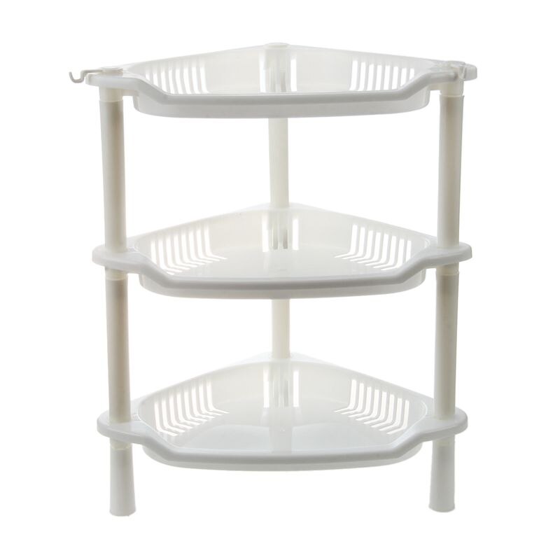 3 Tier Plastic Corner Shelf Organizer Cabinet Bathroom Kitchen Sundries Storage Rack