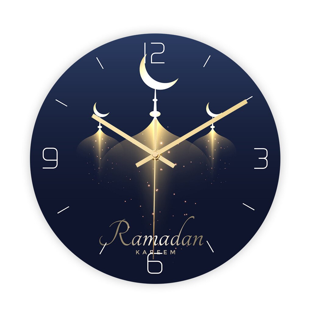 Frameless 3D Wall Clock Decal Sticker Muslim Ramadan Mubarak Home Decor Wall Clock Posters Wallpaper Islamic Wall Clock: B