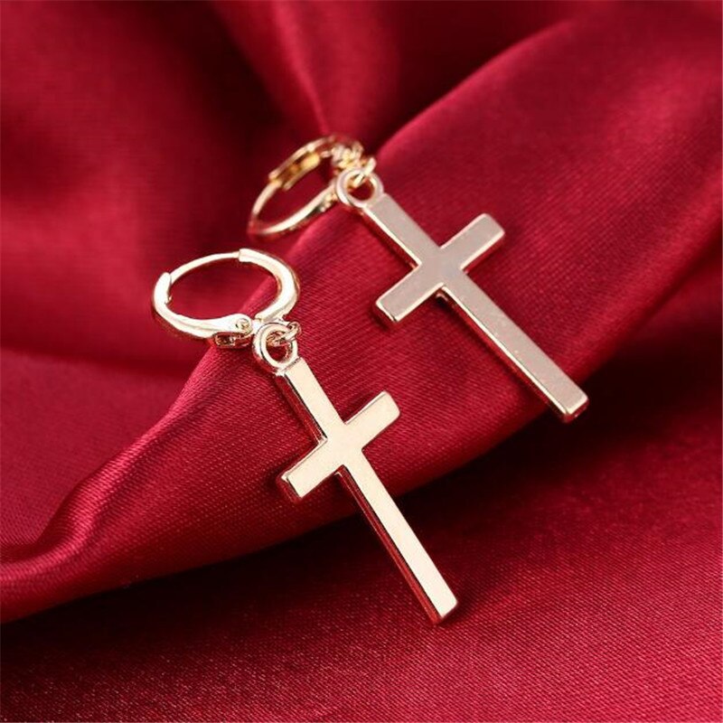 Cross Clip Earrings Metal Gold Smooth Surface Earrings for Women's Women's Wedding Jewelry: Gold