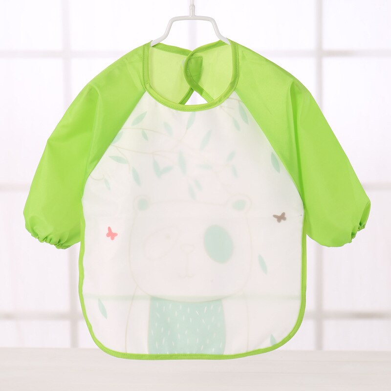Bavoirs Double couche imperméable à manches longues pour bébé, Bandana, tissus de dessin animé bon marché: green