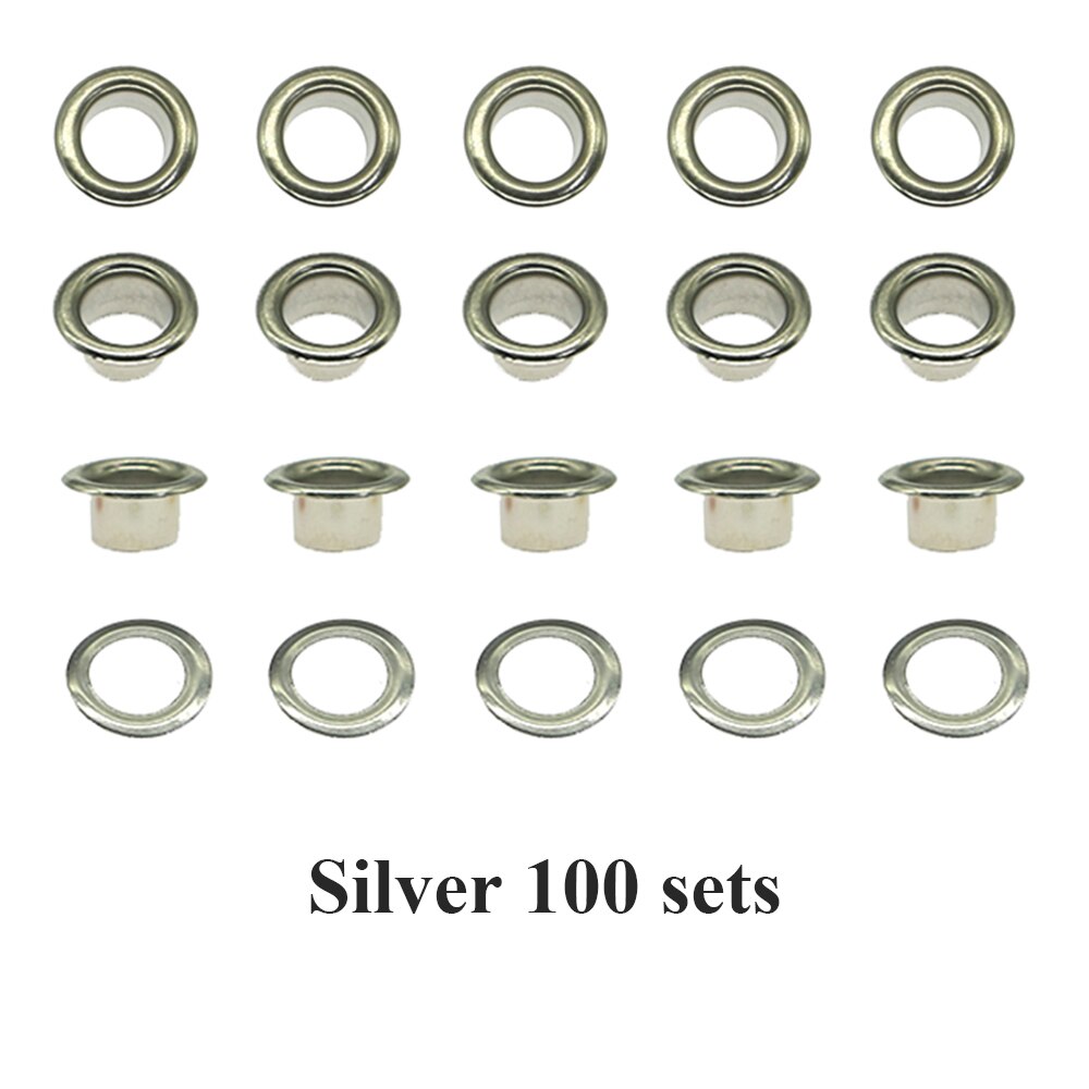 Special offer 50/100sets/pack(Outer diameter)9.5mm(internal )5mm price silver eyelets for bags: 5mm Silver 100 sets