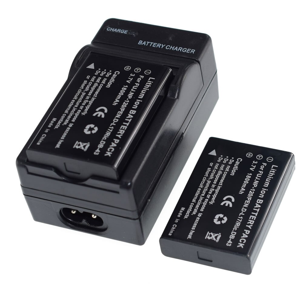 Batterie 2x NP-120 NP120 FNP120 DL17 D-Li7 DB-43 BP-1500s, chargeur mural AC, prise de voiture, pour Fuji Fujifilm F10 F11 M603 Zoom Pentax