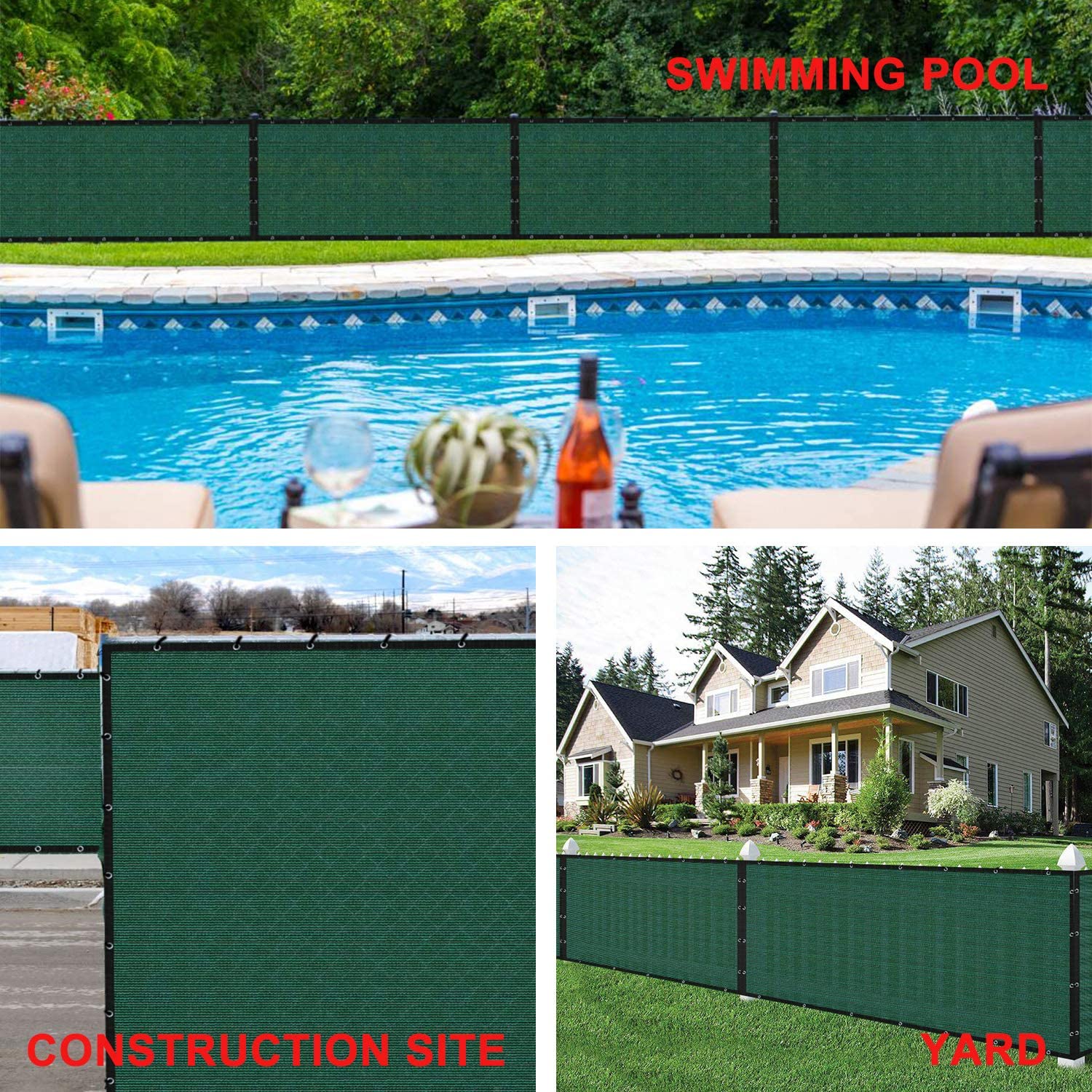 TECHTIMES Recinzione Dello Schermo di Segretezza 6 'x 25' Recinto Della Maglia Tarp 90% Il Blocco del Cavo cerniera lampo cravatte in forma per Esterno recinzione cantiere Ombra Della Copertura