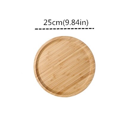 Wooden Flat Dishes tableware Japanese snack foods round Dinner Trays Food container Kitchen utensils Sushi Fruit Plates Party: 25cm