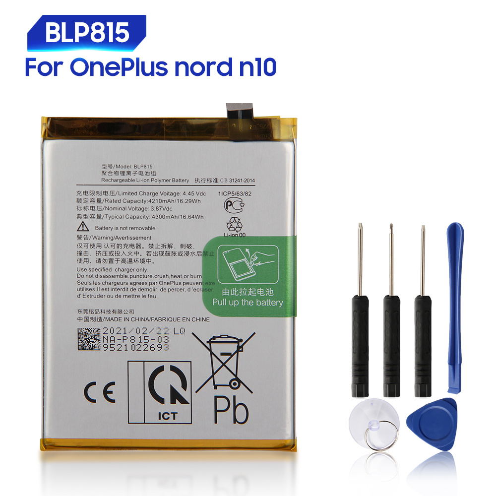 Batterie de remplacement d&#39;origine pour OnePlus 9 9Pro 8Pro 8 8T One Plus Nord N10 N100 1 + 8 9 Pro BLP815: For OnePlus Nord N10