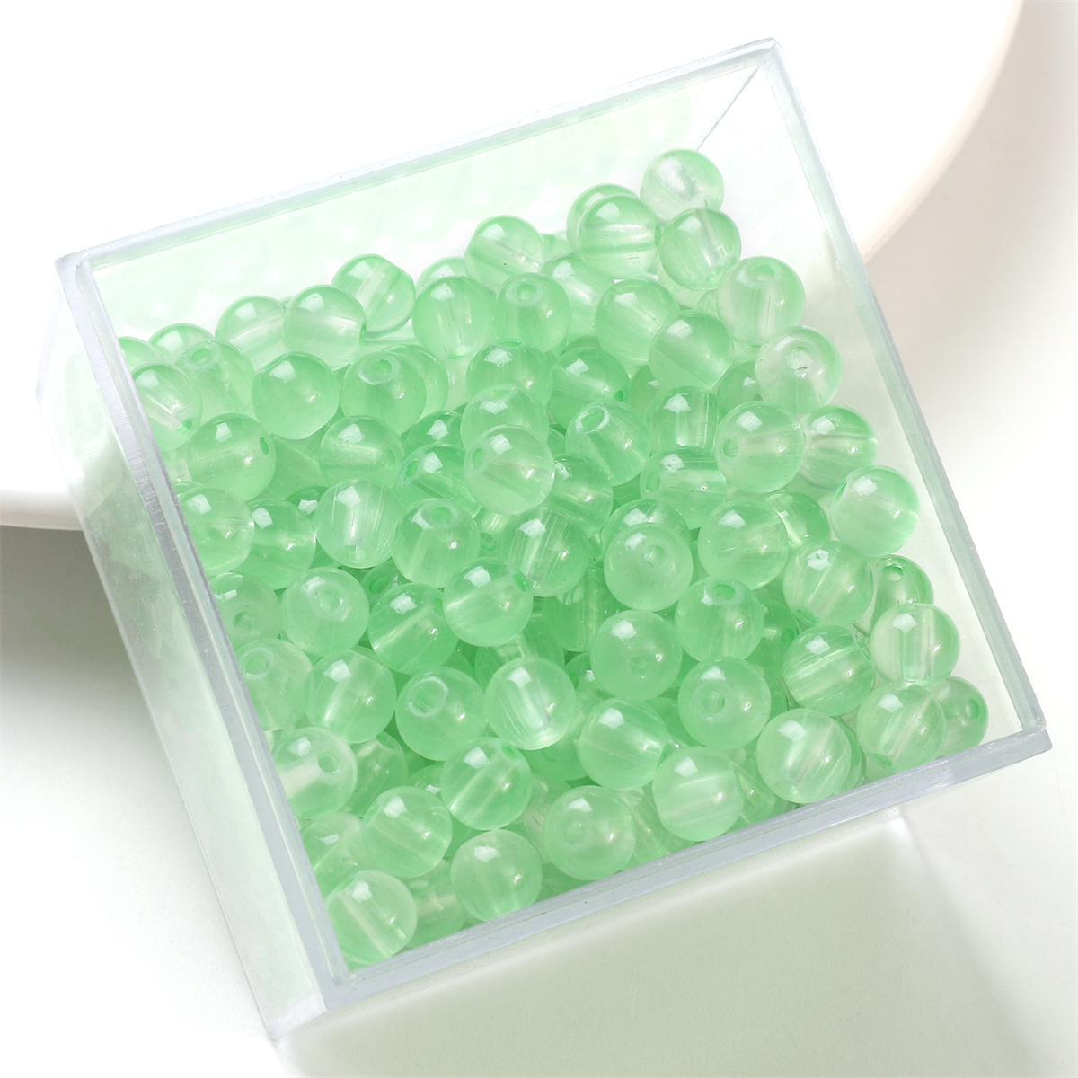 50pcs 6mm gelée de verre couleur unie Imitation Jade perles rondes perles en vrac bricolage à la main collier Bracelet perles bijoux accessoire