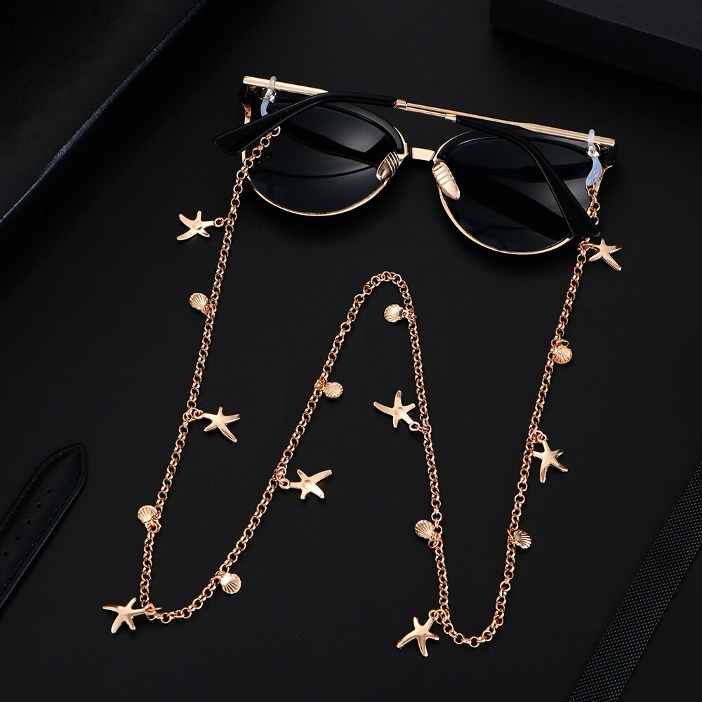 Nouvelle or lunettes chaînes lunettes de soleil lecture cristal perles lunettes chaîne femmes lunettes porte-cordon cou sangle corde