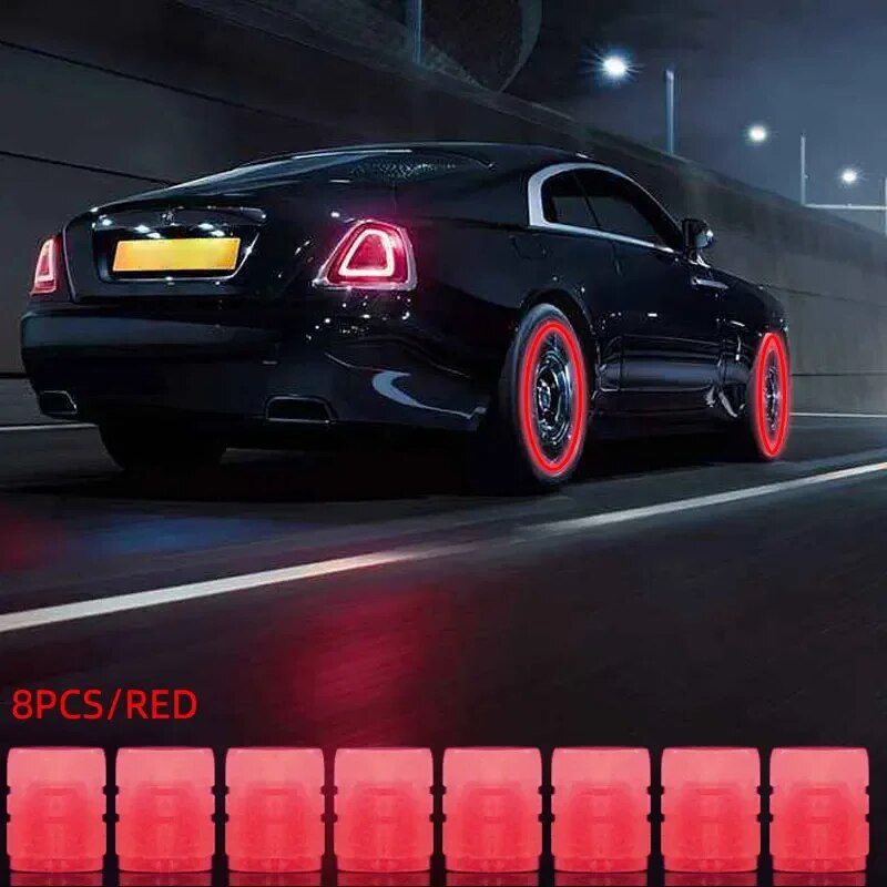 8Stck Leucht Ventil Motorrad Fahrrad Fahrrad Auto Rad Reifen Hub Kappe Fluoreszierende Nacht GlowingLuminous Ventil Stengel Kappen Dekor: verrotten