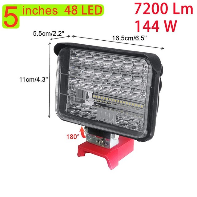 Wireless LED Work Light For Milwaukee M18 18V Battery With USB Low Voltage Protection 110 Degree Swivel Head For Outdoor Camping: C 2