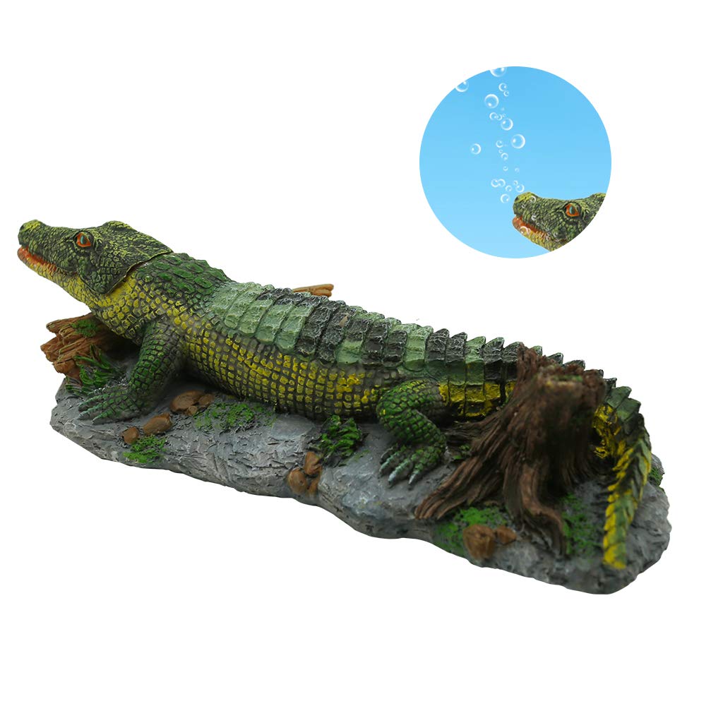 Artificial Resin Crocodile Fish Tank Landscape Aquarium Aerator Oxygen Pump Air Stone Bubble Air Pump Crocodile Tank Ornament