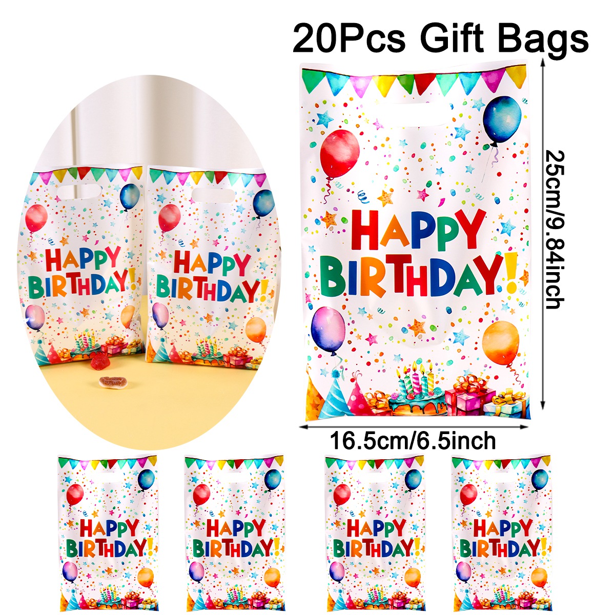 10/20/50 Uds. Bolsas de de feliz cumpleaños bolsas de recuerdo de de plástico con globo de estrella para de cumpleaños de adultos cocina en casa: Amarillo fluorescente