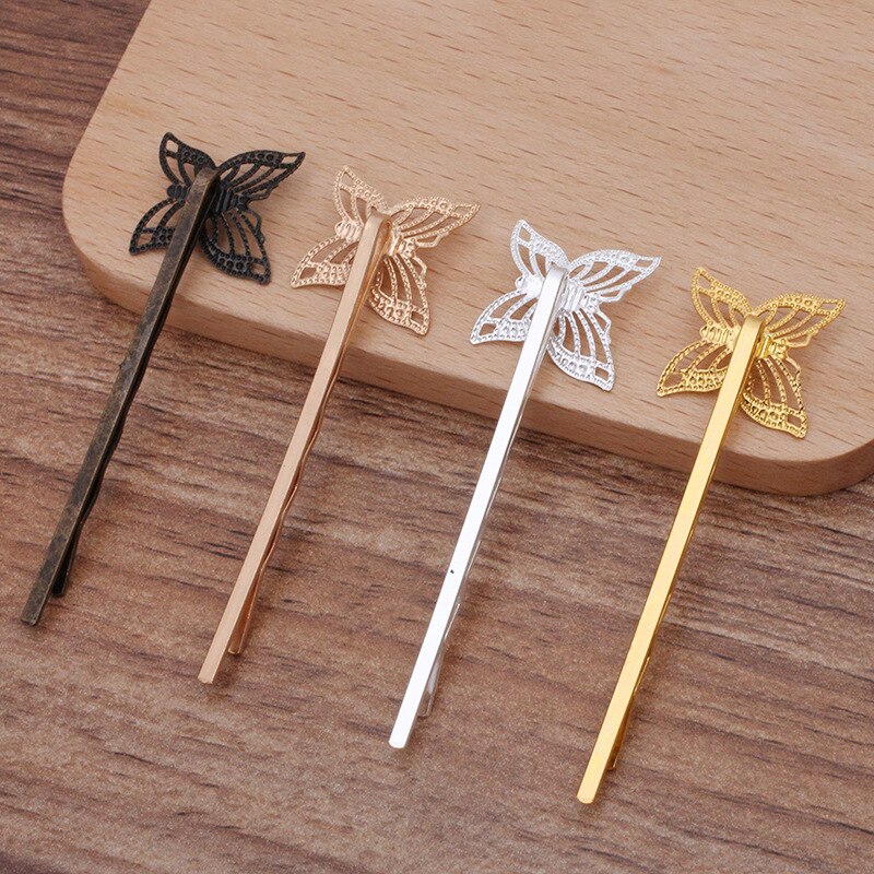 50pc Metal Filigree Butterfly Hair Pins - Handmade Hair Accessories for Women