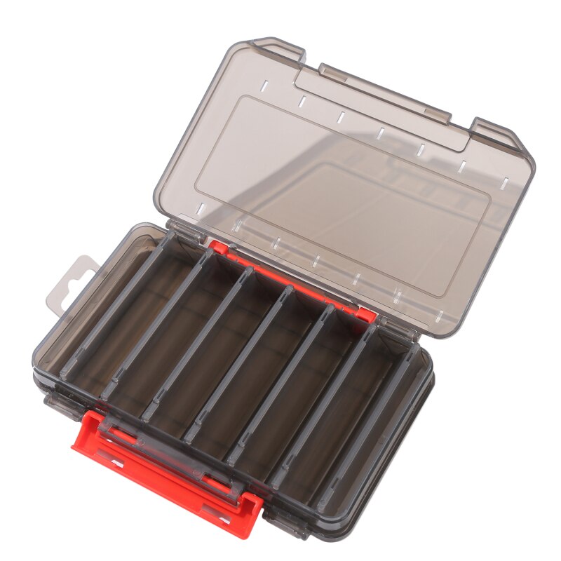 Double Sided Fishing Tackle Box 12 14 Compartments Lure Hook Storage Box Fishing Plastic Storage Case