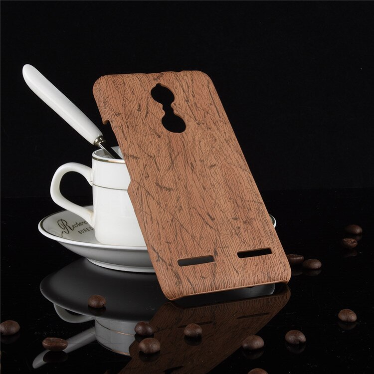 Subin voor lenovo  k6 hoesje 5.0 inch pu hout lederen nerf mobiele holster shell voor lenovo  k6 telefoonhoesje: Lichtbruin