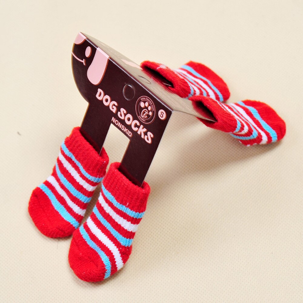 4Pcs Cute Puppy Dogs Pet Knits Socks Anti Slip Skid Bottom perrito santi-slip socks for dog antyposlizgowe skarpetki dla psa @45
