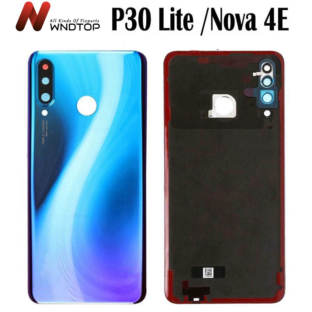 Originele Voor Huawei P30 Lite Back Batterij Cover Deur Achter Glas Behuizing Case Voor Huawei Nova 4E Batterij Cover Met camera Lens