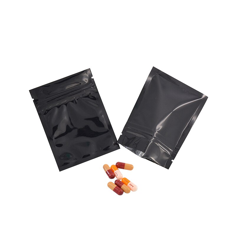 100 stk svarte metalliserte zip lock-poser matpose matoppbevaringsposer, svarte plast-aluminiumsfolie zip-poser