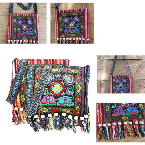 Newest Women Hmong Bags Vintage Chinese National Style Ethnic Shoulder Bag Embroidery Boho Hippie Tassel Tote Messenger