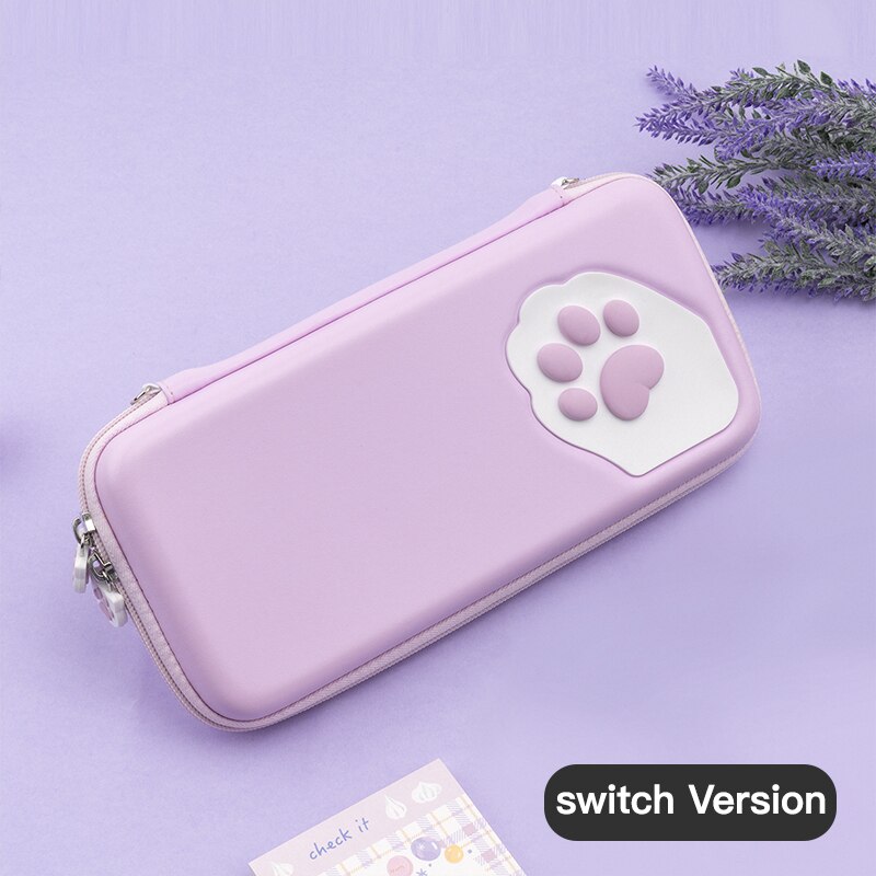 Cute Cat Paw Nintendo Switch Storage Bag NS Console Case Portable Storge Bag for Nintendo Switch/Switch Lite Game Accessoriaes: Purple for Switch