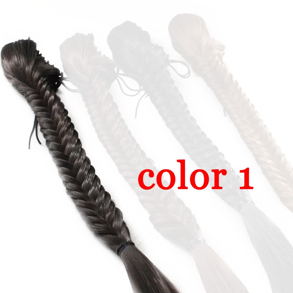 Synthetic hair extension Ponytail fishbone braided plaited fishtail Drawstring for white female Hairpiece wig MUMUPI: 1