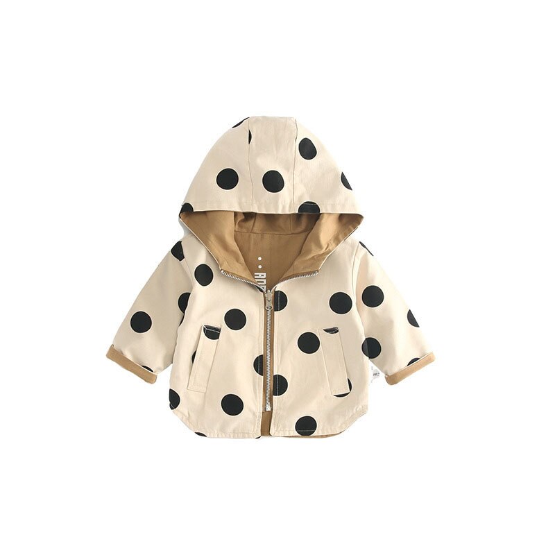 polka dot jacket coat outerwear hoodies double side infant toddler kid children baby girl boy autumn spring clothes 100% cotton: 18M