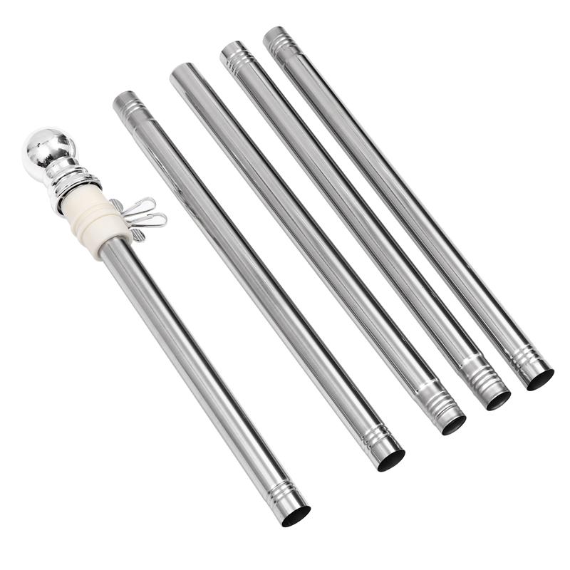Flag Pole Kit Stainless Steel Wall Mount Flagpole With Rotating Flagpole Rings 5-Section Flagpole Assembly Wall Metal Flagpole