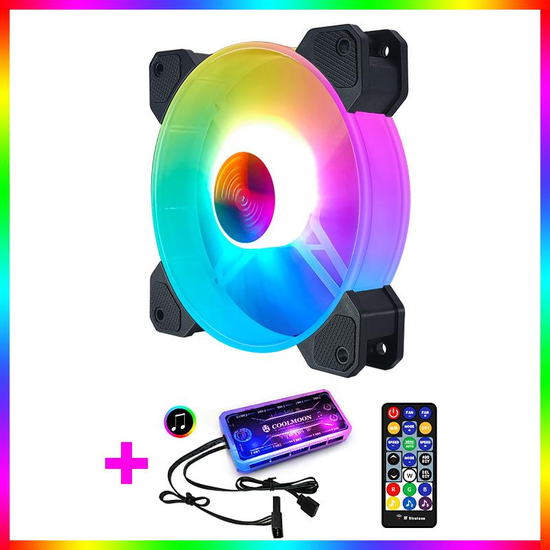 RGB PC Case Fan - 120mm Adjustable Speed - Quiet Cooling - With Controller: 1 fan 1 controller