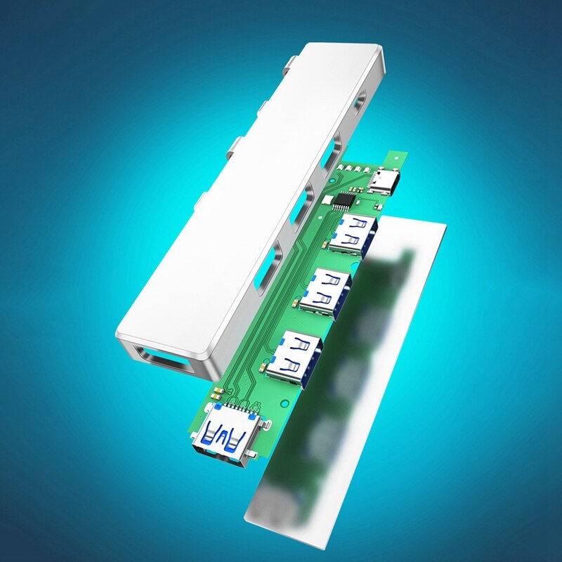 USB3.0 Hub 4-Port Portable Plug-And-Play 5Gbps Data Hub, Suitable For Windows/Mac/Linux Operating System