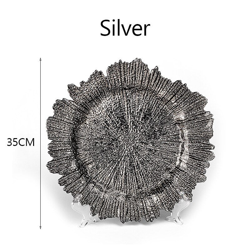 Western Electroplating golden sun plate Glass Bowl Kitchen Restaurant Table Decoration Fruits Dessert Plate: Silver