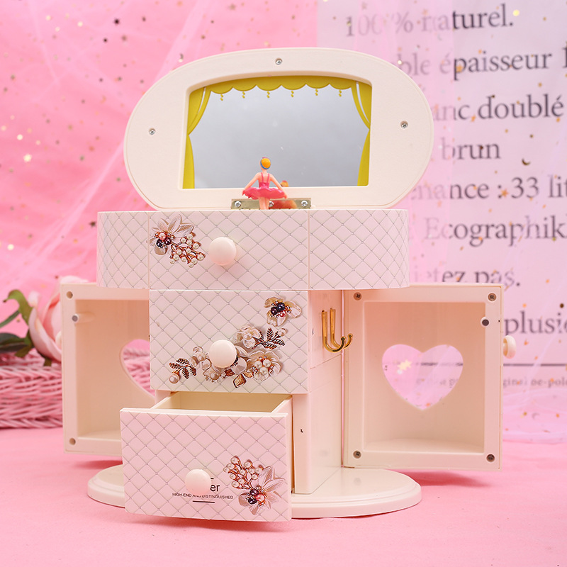 caja musica Caja de joyería de música encantadora caja Musical grande de de Navidad para niñas bailando caja de música giratoria cajas de joyería de varias capas hz-356