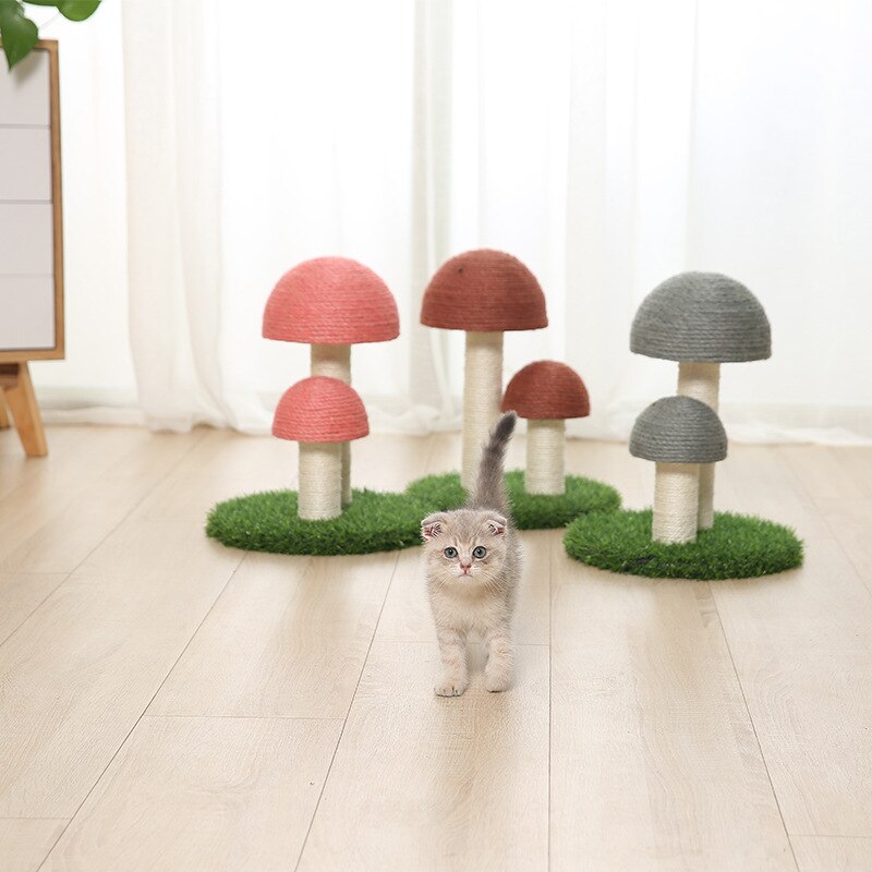 Chat escalade cadre lin naturel Tongtian colonne champignon gratter colonne Simulation pelouse résistant à l'usure jouet pour animaux de compagnie