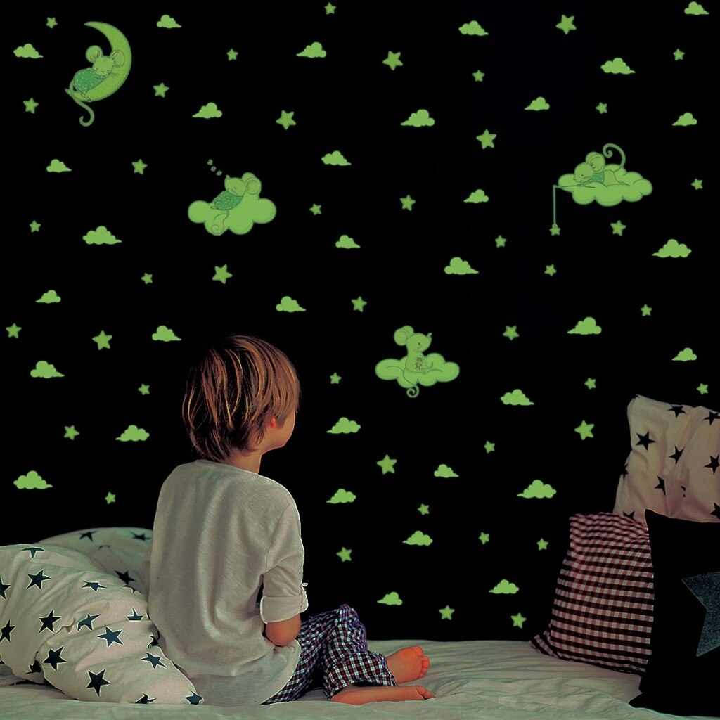 decoration Glow Stickers star cloud Fluorescent Glow In the dark Luminous on Wall Stickers for Kids Room living room Decal