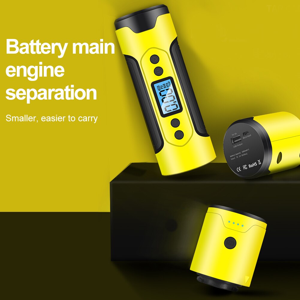 Multifunctional 3000mAh 35L / Min Portable Air Compressor 12V 150 PSI Tire Inflator With Digital Gauge LED Ligh CSV