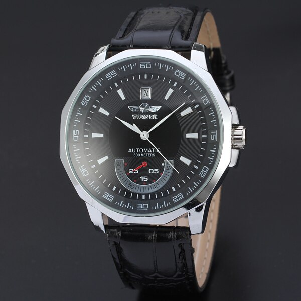 WINNAAR Classic Mannen Horloges Alloy Case Automatische Mechanische Zelf Wind Casual Lederen Pols Vier Kleuren Beschikbaar