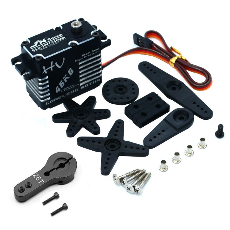 1PC JX CLS-HV7346MG 7.4V 46kg Coreless High Precision Steel Gear Full CNC Digital Servo for DIY RC Car Helicopter Car Crawler: with 25T Arm